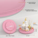 Oroyutor 12-Inch Oak Lazy Susan Vanity Tray, Pink Finish - Image 6