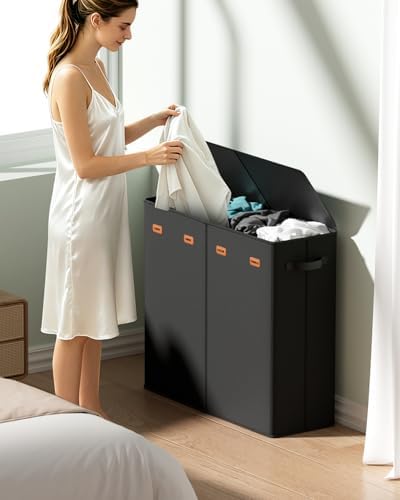 185L Laundry Hamper 4 Section with Lid & Removable Bags - Image 2