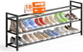 Bumusty 3 Tier Long Expandable Shoe Rack for Closet, Black by BUMUSTY