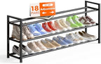 Bumusty 3 Tier Long Expandable Shoe Rack for Closet, Black by BUMUSTY