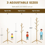 8-Hook Freestanding Coat Rack 3 Adjustable Heights Nature 2PCS - Image 7