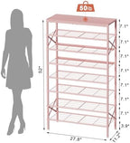8 Tier Metal Shoe Rack with Wood Top, 24-32 Pairs - Image 3