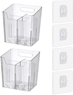 Lae Nuvole 2Pcs Storage Organizer Bins, Wall Shower Toothbrush Caddy, Clear by LaeNuvole