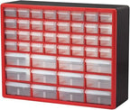Akro-Mils 44-Drawer Plastic Storage Cabinet, 20" W x 6" D x 16" H, Red by Akro-Mils