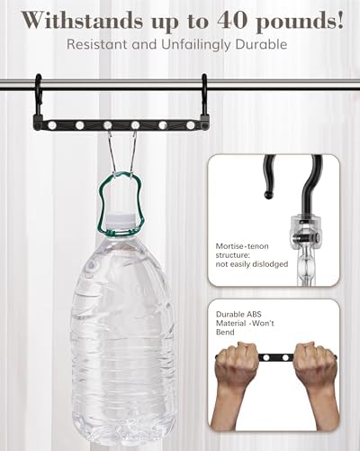 Space Saving Hangers for 144 Clothes, Reinforced Collapsible Hangers | 360° Swivel Hook, Fully Assembled, Hanger Hooks Space Saver for Closet Organizers and Storage, Dorm Room Essentials, Black - Image 4