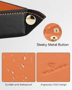 VLANDO Valet Tray, Foldable PU Leather Catchall Tray, Orange Black - Image 5