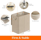 Lifewit Double Laundry Hamper with Lid, Removable Laundry Bags, Beige - Image 2