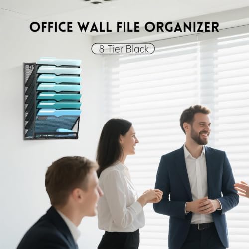 8-Tier Wall File Organizer and Mail Organizer with 5 Hooks, 2 Pack - Image 6