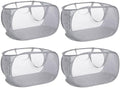 4 Pack Collapsible Laundry Baskets, Foldable Laundry Basket with Pocket, Durable Pop Up Hampers, Reinforced Handles Dirty Clothes Hamper for Laundry, Bedroom, Bathroom, Dorm, Travel or Camping Grey by Bemkoo