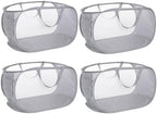 4 Pack Collapsible Laundry Baskets, Foldable Laundry Basket with Pocket, Durable Pop Up Hampers, Reinforced Handles Dirty Clothes Hamper for Laundry, Bedroom, Bathroom, Dorm, Travel or Camping Grey by Bemkoo