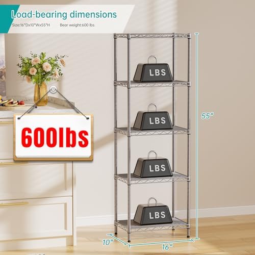 SINGAYE Metal Shelves Wire Shelving Storage Standing Adjustable Shelf Unit - Image 3