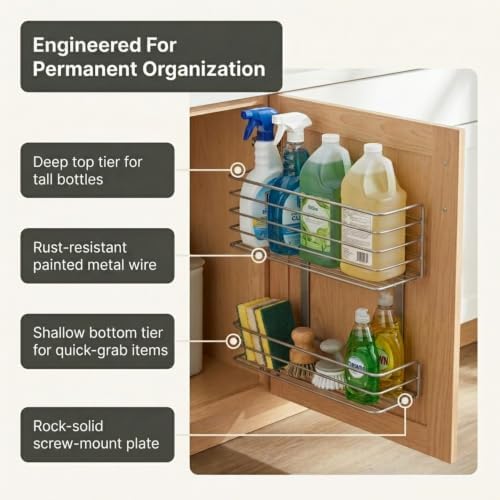 Household Essentials 1228-1 Double Basket Door Mount Cabinet Organizer | Mounts to Solid Cabinet Doors or Wall - Image 5
