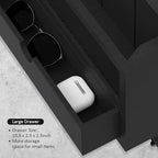 Nekon Mail Organizer with Drawer for Wall, Wooden Key Holder, Black - Image 6