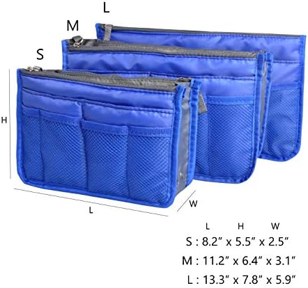 Vercord Purse Organizer Insert for Handbags Bag Organizers Inside Tote Pocketbook Women Nurse Nylon 13 Pockets Sapphire Blue Small - Image 3