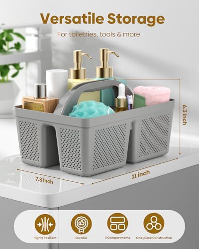 4 Pack Portable Shower Caddy, Integrated Handle, Reinforced Plastic, Organizer Storage Bathroom Supplies and Beauty Products, Cleaning Supplies, Shower Basket for Home, Dorm, Shelf and Cabinet - Image 4