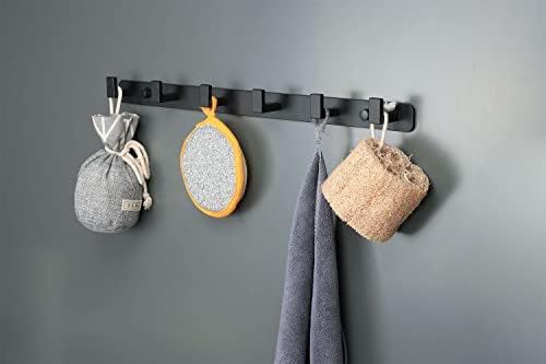 Coat Rack, Heavy Duty Stainless Steel 6 Tri Coat Hook Hanger, Wall Mounted Storage Wall Hooks, Rustic Clothes Hook/Key Hook Rail for Bathroom Kitchen Entryway(6 Hook Black) - Image 2