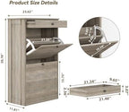 Shoe Cabinet with 2 Flip Drawers, Freestanding Shoe Storage Organizer - Image 2