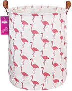 Flamingo Laundry Hamper Large Canvas Fabric Storage Basket by INGHUA