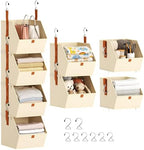 Homsorout Hanging Closet Organizer 4 Tier - Clothes Hanging Shelves, Space-Saving Closet System, Fabric Storage Bins Bedroom Organization, Collapsible Baskets for Home, Dorm, Rv, Beige by Homsorout