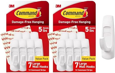 Command Large Utility Hooks, 14-Hooks, 24-Strips, Organize Damage-Free by Command