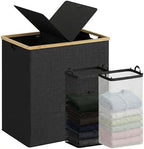 efluky Double Laundry Hamper with Lid and 2 Removable Bags, Black by efluky