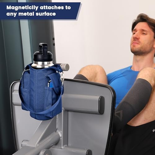 icolor Magnetic Gym Bag Water Bottle Carrier Holder with Phone Pockets & Shoulder Strap,Gym Magnetic Bag 5 Built-in Magnets Gym Accessories Organizer Sling Bottle Bag Pouch Sleeve - Image 4