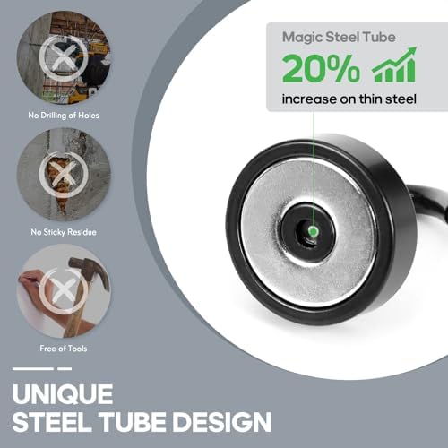 Neosmuk Magnetic Hooks Steel Tube Design for Cruise,40lb+ Black,10 Pack - Image 3