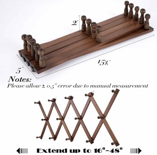 SCUNDA 16 inch High Accordion Wall Hanger with 14 Hooks, Wooden Wall Expandable Coat Rack for Coat, Hats, Baseball Caps, Coffee Mug, Jewelry - Image 5