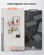 Key Holder for Wall - Adhesive Key Rack with 5 Key Hooks, 11.02" L×2.75" W×4.92" H, Key and Mail Organizer Wall Mount, Key Hanger for Wall, Entryway, House, Living Room Decor(Pink) - Image 6