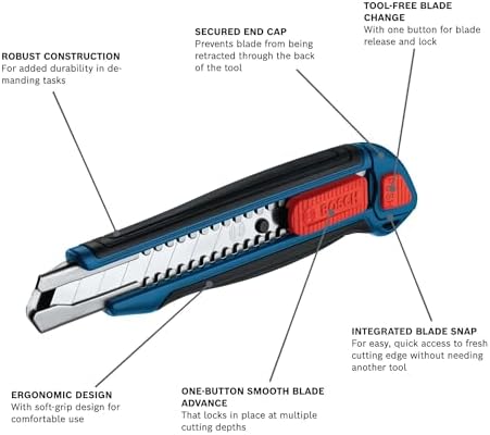 Bosch H11-14100-1 2-Piece Utility Knife Set | Folding and Snap-Off Knives with Robust Design, Integrated Blade Storage, and Belt Clip - Includes 4 Blades - Image 3