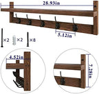AMBIRD 28.9 Inch Length Shelf with Hooks Entryway Coat Rack Wall Mount Wood Coat Hooks with Shelf Wall-Mounted Coat Hook Rack with 5 Dual Hooks for Bathroom, Living Room, Bedroom (Brown) - Image 6