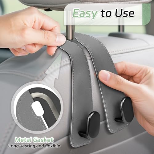 Car Seat Headrest Hooks, 2PCS Universal Car Purse Hook Leather Car Bag Hook - Image 3