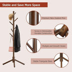 8-Hook Freestanding Coat Rack 3 Adjustable Heights Brown 2PCS - Image 5
