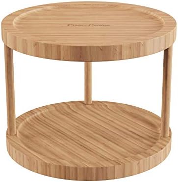 Classic Cuisine Lazy Susan – All-Natural Bamboo Round Two Tier Turntable Kitchen, Pantry and Vanity Organizer and Display with 10 Inch Diameter by ClassicCuisine