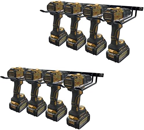 2 Pack Drill Holder, Power Tool Organizer Wall Mount, 80lb Heavy Duty Bearing Capacity Garage Storage, 4 Cordless Metal Shelf, Utility Storage Rack for Dewalt Cordless Tools Father Day Gifts by Vikerniel