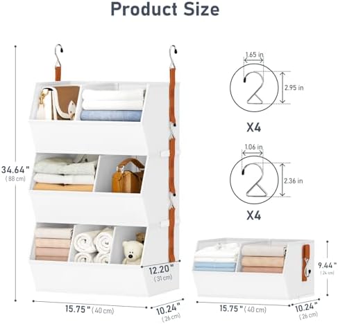 Hanging Closet Organizer Extra Large, Clothes Hanging Shelves for Closet with Divider, Collapsible Closet Storage System, Fabric Storage Bins for Home, Dorm, Rv, Sweaters, Handbags, Underwear, Sock - Image 2