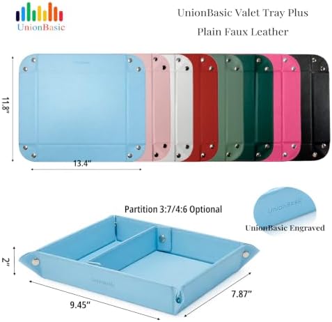 UnionBasic Medium Jewelry Tray for Rings Watches Earrings, Entryway Catchall Caddy for Coins Keys Change, Nightstand Bedside Valet Holder, Trays for Electronic Gadgets, Blue Plus - Image 6