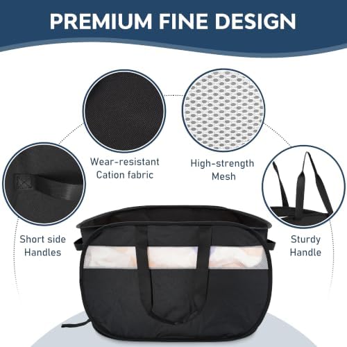 100L Collapsible Laundry Baskets, Foldable Dual Handle Laundry Hamper Black - Image 4