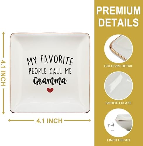 Gramma Gifts Jewelry Dish Tray, Best Grandma Mother's Day Birthday Gifts from Grandkids Ceramic Jewelry Tray for Rings Earring Bracelet Necklace, Grandmother Gift Trinket Dish for Women - Image 6