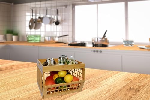 Bamboo Stackable, Open Front, Medium Storage Bins with Serving Tray Lid - Image 5