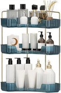 INVSSENE Corner Bathroom Countertop Organizer, Vanity Organizer Trays for Counter, Makeup Organizers, Perfume Tray, Skincare Shelf Storage Gifts for Women Girl Student (Blue, 3 Tiers) by INVSSENEORGANIZERS