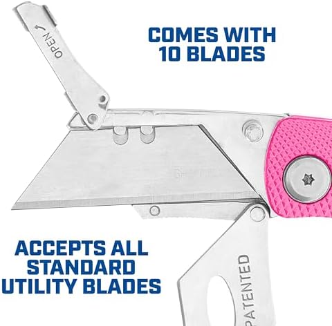 Sheffield Lock Back Utility Knife 3 Pack with 10 Utility Knife Blades - Image 3
