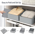 DIMJ Storage Bins for Closet, Trapezoid Storage Bins with Front Handle, Fabric Storage Baskets for Shelves, Line Closet Organizers for Toys, Boooks, Clothes, 6 Packs (Grey) - Image 4