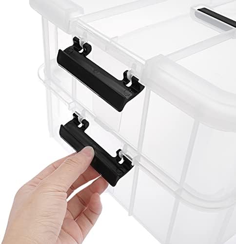 BTSKY 2 Layer Stack & Carry Box, Plastic Multipurpose Portable Storage Container Box Handled Organizer Storage Box for Organizing Stationery, Sewing, Art Craft, Jewelry and Beauty Supplies Black - Image 6