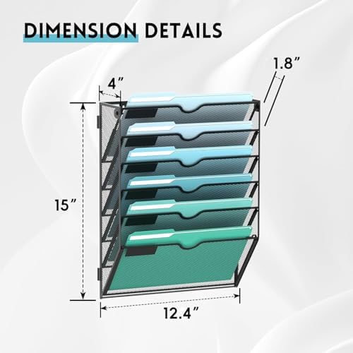 6-Tier Wall File Organizer, Hanging File Holder, Wall Mounted Mail Sorter - Image 2