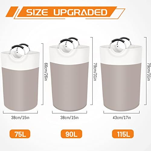 BlissTotes 75L Laundry Basket, Freestanding Collapsible Hamper, Brown - Image 2