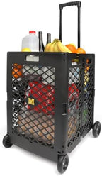MaxWorks Foldable Rolling Utility Cart, Collapsible Hand Dolly with Telescoping Handle, 70 lbs Capacity, Lightweight Plastic Storage Crate, 16.5" x 15" x 39", No Assembly Needed by MaxWorks
