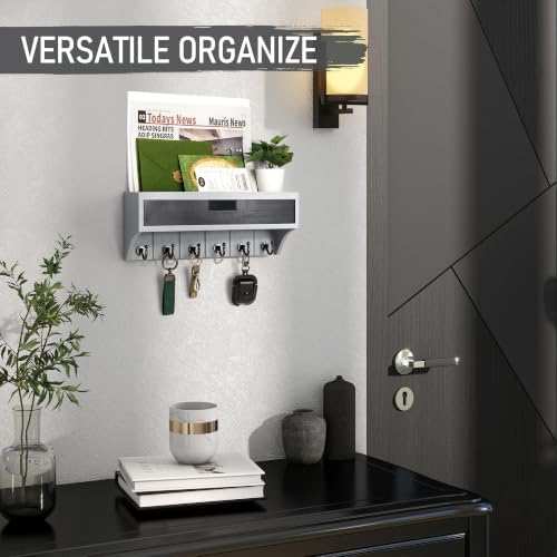 Rebee Vision Key Holder Wall Mount with Shelf for Apartment, Gray & Black - Image 4