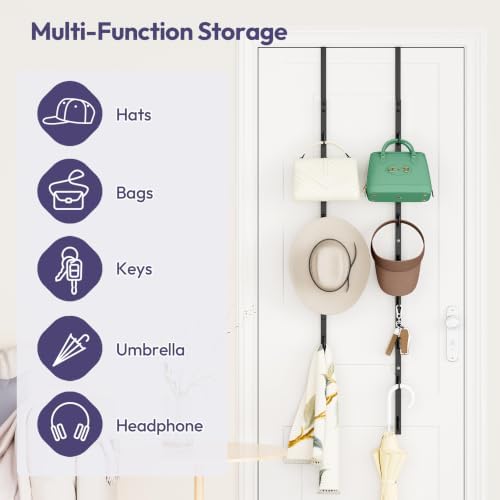 SWTYMIKI Over the Door Purse Organizer - 2 Packs Wall Mounted Purse Rack with 8 Hooks Design, Hanging Handbag Organizer Storage Holds up to 16 Bags, Bag Rack for Closet, Door (Black) - Image 4