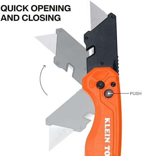 Klein Tools 44312 2-Piece Folding Utility Knife and Slide-Out Knife Set, FLICKBLADE, Retractable with On-Tool Blade Storage, Includes 5 Blades - Image 6